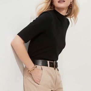 Black Mock-Neck T-Shirt